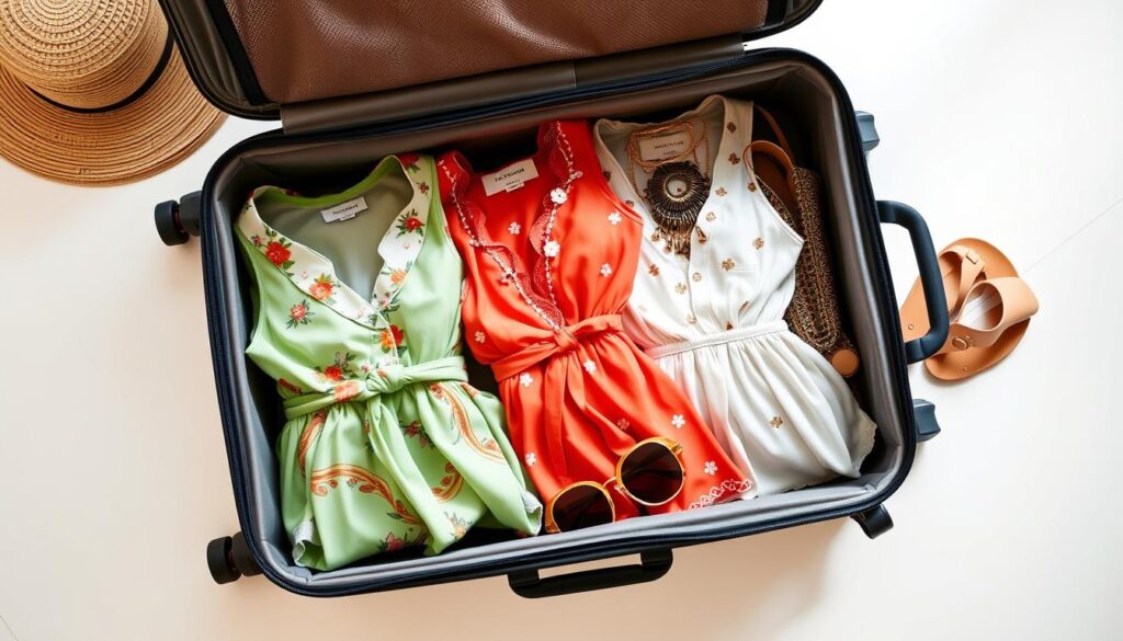 Suitcase packed with top 10 Nordstrom's vacation dresses in 2025 and accessories Suitcase packed with top 10 Nordstrom's vacation dresses in 2025 and accessories